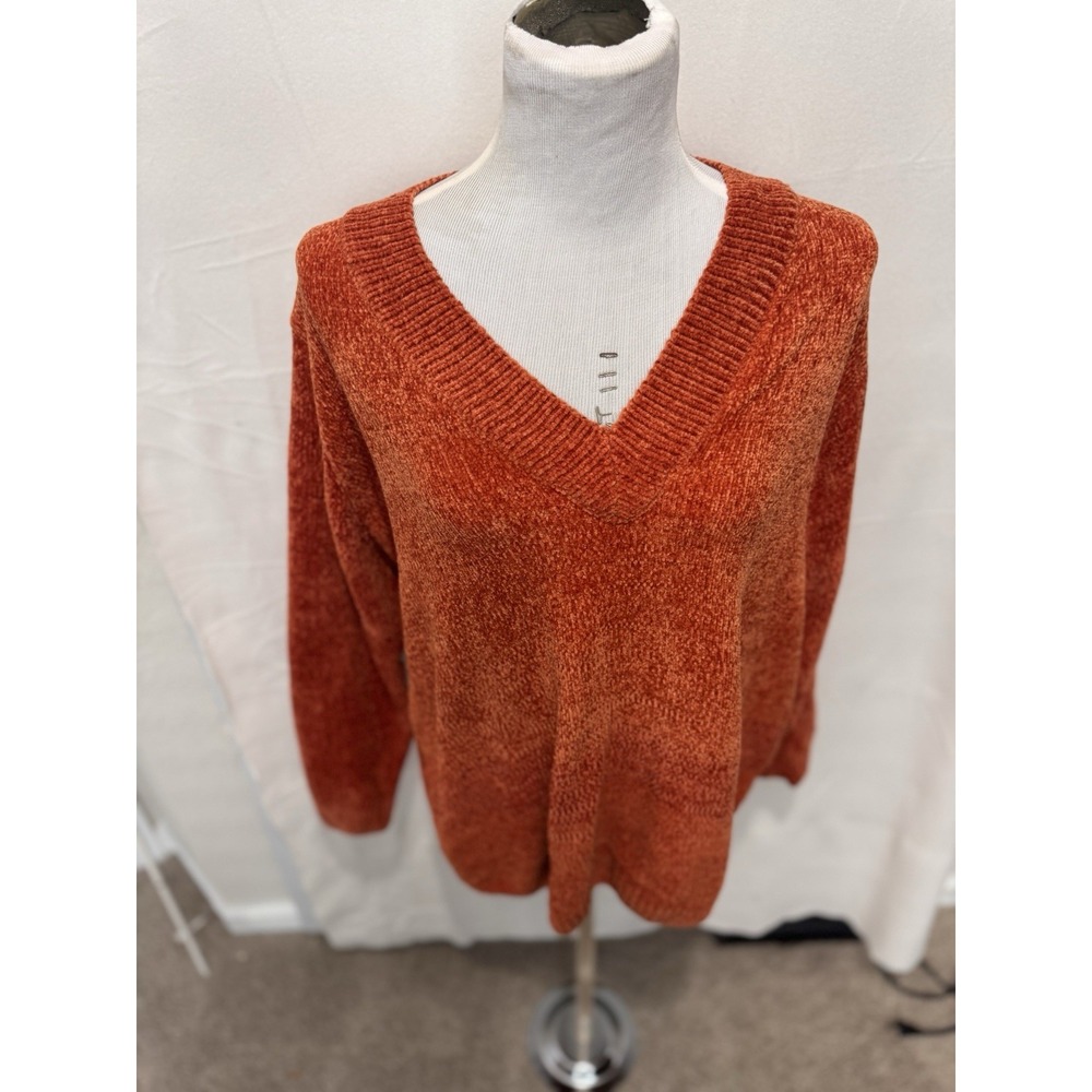 Love Change Italy Sweater Women's Size 3XL‎ Burnt Orange V Neck - Picture 2 of 6